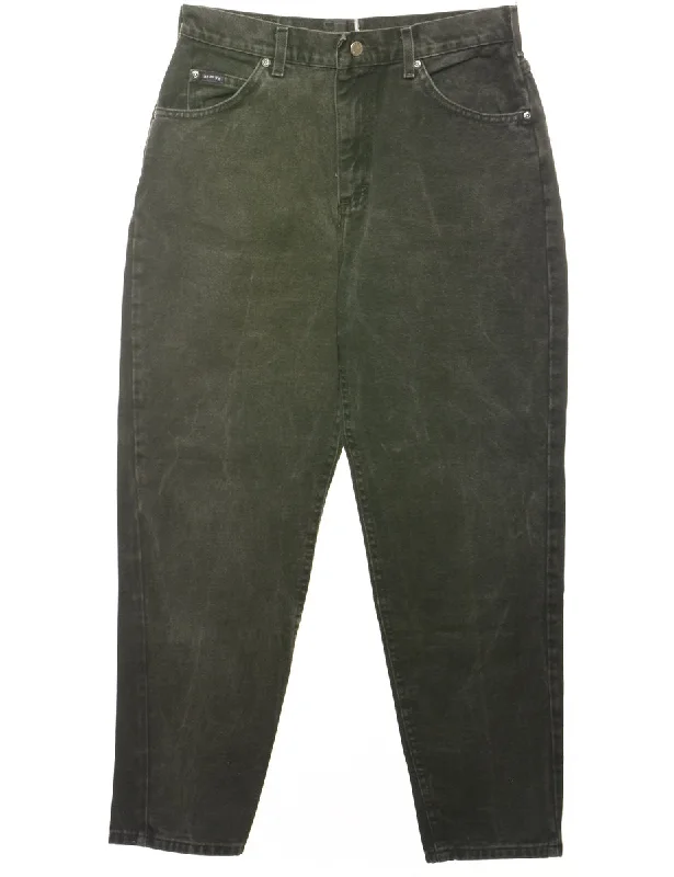 Olive Green Lee Tapered Jeans - W30 L29 Trendy Cut-Off Denim Shorts