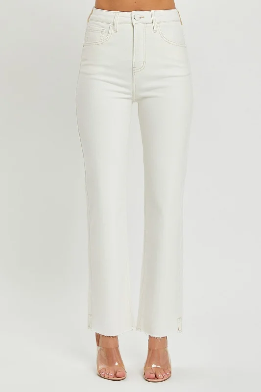 RISEN Full Size High Rise Tummy Control Straight Jeans Trendy Pleated Waist Jeans