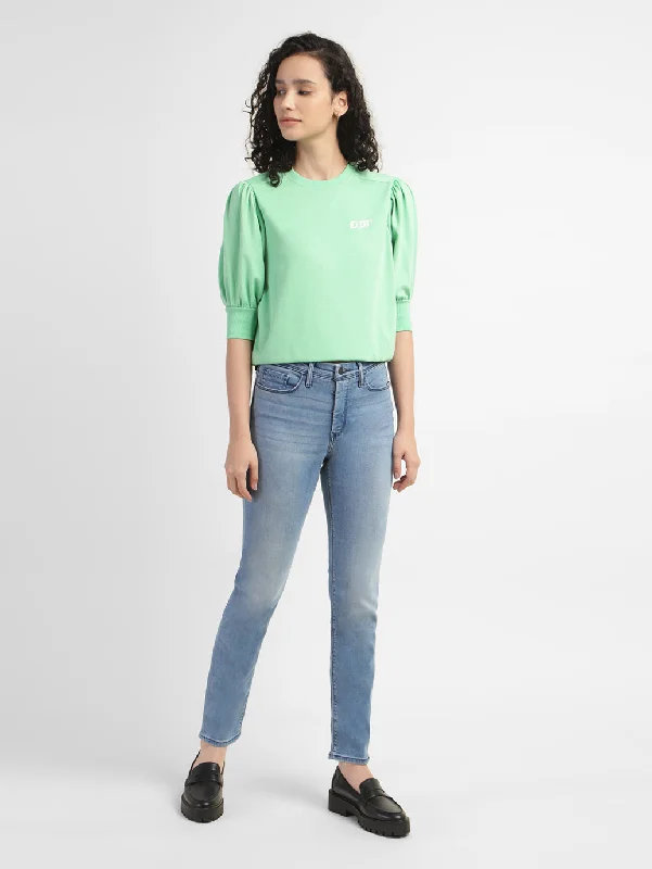 Women's Mid Rise 312 Shaping Slim Jeans Trendy Patchwork Denim Jeans