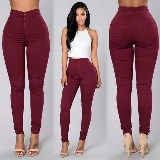 Solid Wash Jeans Woman High Waist Pencil Pants Fashionable Straight Fit Denim