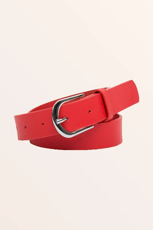 Genuine Leather Jeans Belt - Red Casual Wide-Legged Denim Jeans