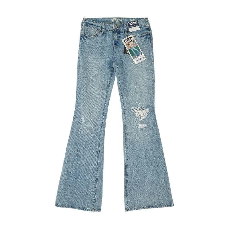 Blue Floral Low Rise Bell Bottom Jeans Classic Slim Fit Jeans