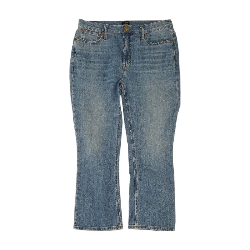 Blue Solid Capri Bell Bottom Jeans Fashionable Slouchy Fit Jeans