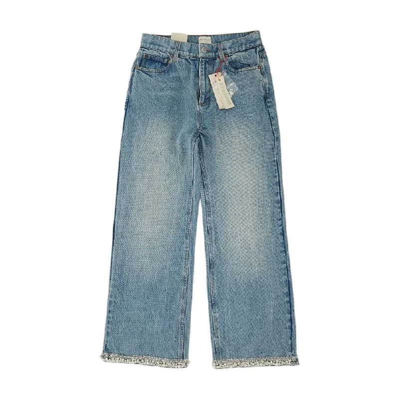 Blue Solid High Rise Wide Leg Jeans Stylish Stone-Wash Denim Jeans