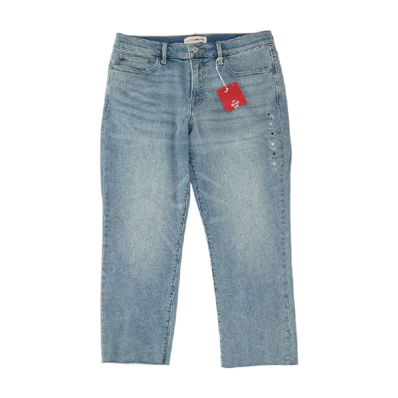 Blue Solid Mid Rise Relaxed Jeans Comfortable Folded Hem Jeans