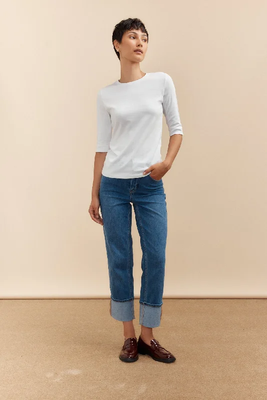Cuffed jeans with urban cut Fashionable Button-Front Jeans