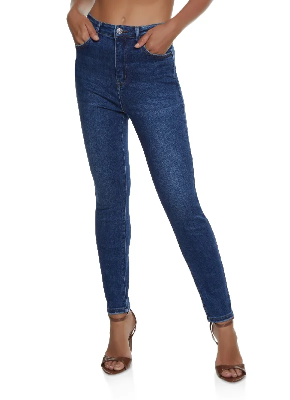 WAX Basic High Waisted Skinny Jeans Fashionable Slim Fit Jeans
