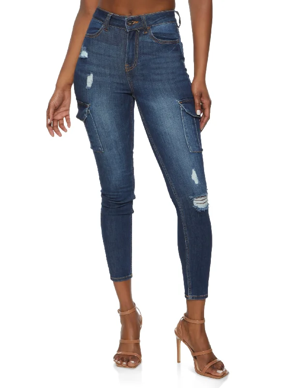 WAX Cargo Pocket Skinny Jeans Cozy Relaxed Fit Jeans