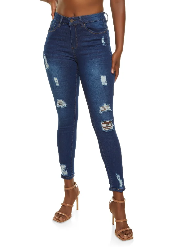 WAX Distressed Frayed Skinny Jeans Cozy Wide-Legged Jeans