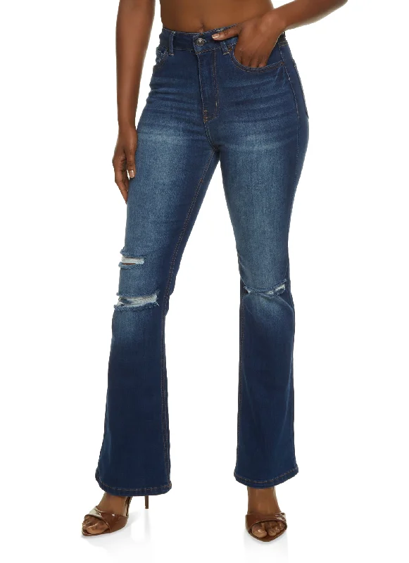 WAX Whiskered Flare Jeans Trendy Plus Size Jeans