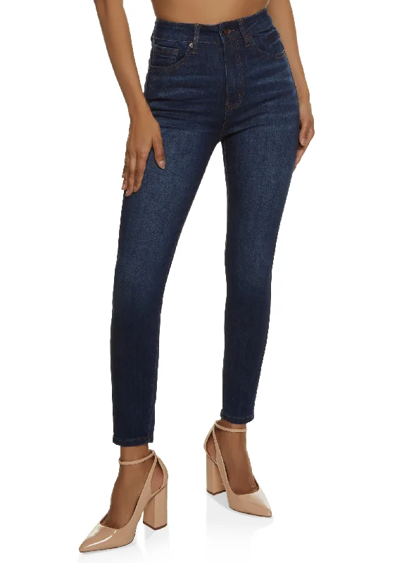 WAX Whiskered High Waist Skinny Jeans Fashionable Straight Cut Jeans