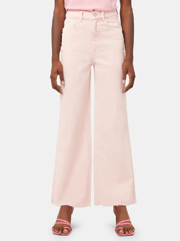 DL1961 Hepburn Wide Leg Jeans Pink Peony Comfortable Drawstring Waist Jeans