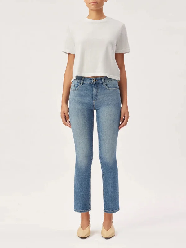 DL1961 Mara Straight Ankle Jeans Airway Chic Double Waistband Jeans