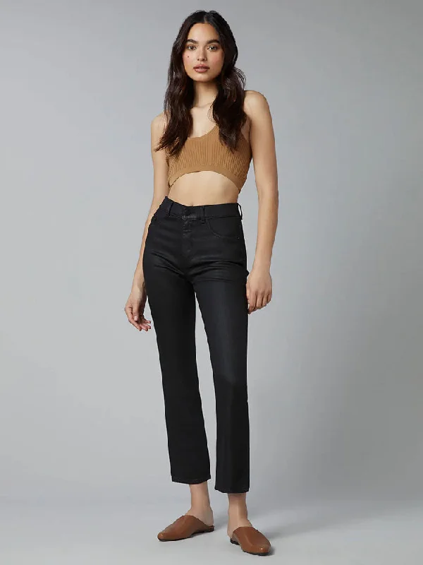 DL1961 Patti Straight Black Coated Jeans Comfortable Dark Wash Jeans