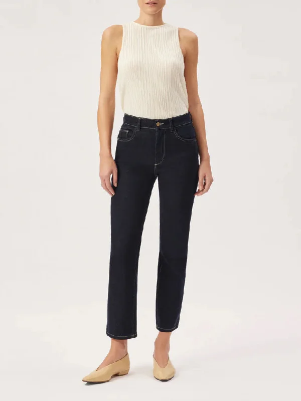 DL1961 Patti Straight Jeans Bright Rinse Cozy Tencel Blend Denim Jeans