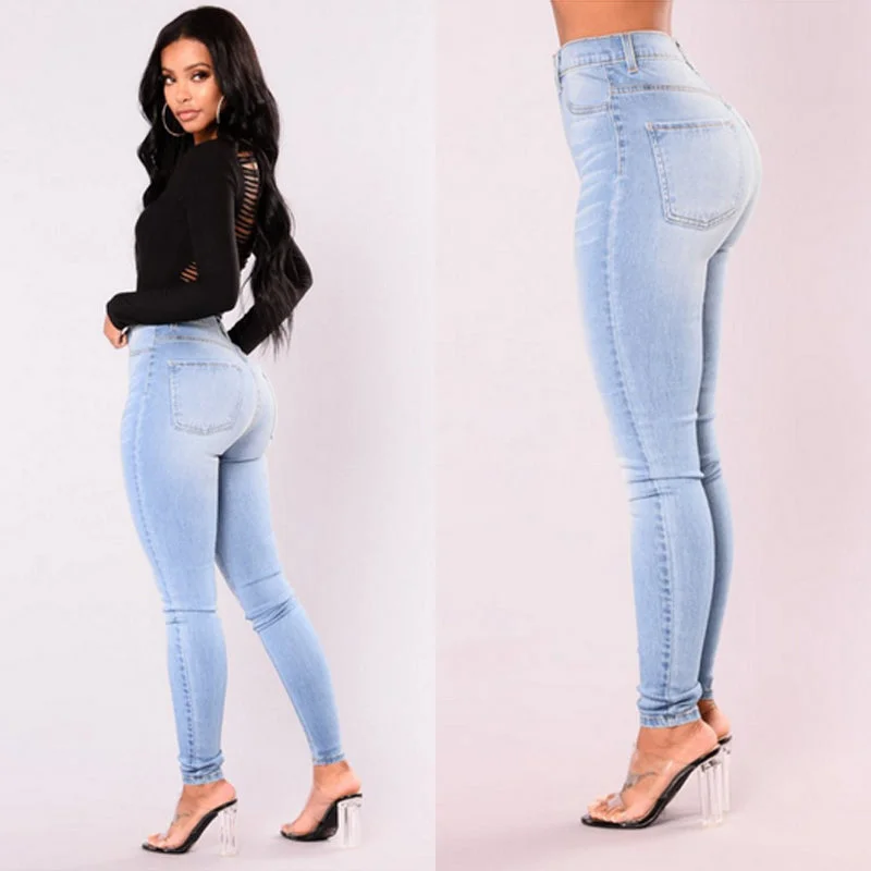 Fashion Hot Women High Waist Stretch Jeans Stylish High-Waist Jeans