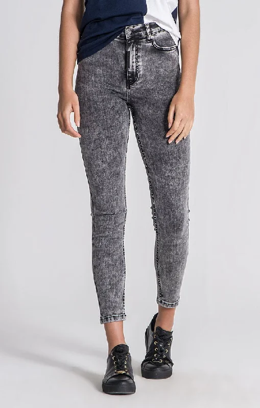 Grey Acid Wash Skinny Jeans Stylish Bootcut Denim Jeans
