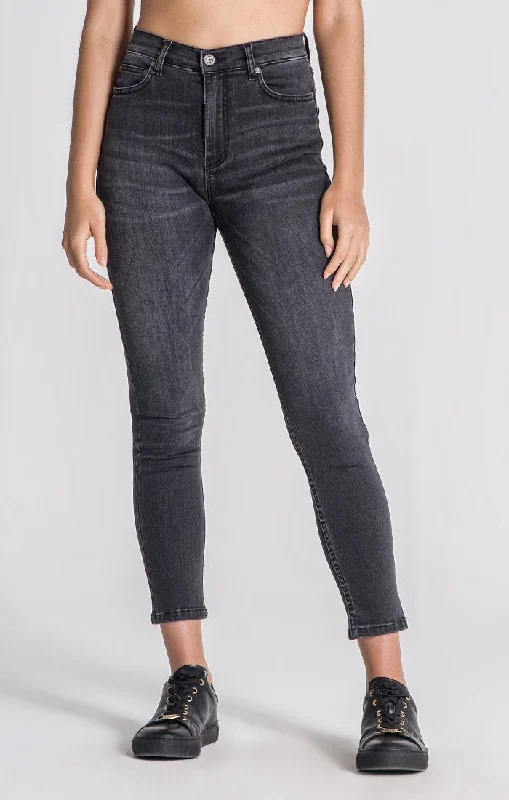 Grey Core Skinny Jeans Stylish Plus Size Denim Jeans