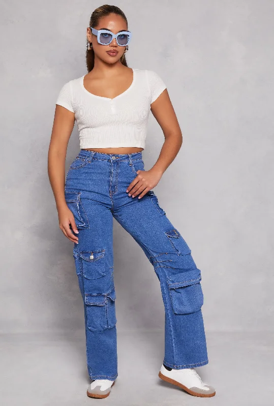 Daisy Wide Leg Cargo Jeans Classic Black Denim Jeans