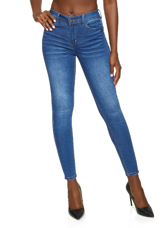 WAX Whiskered Jeans Trendy Button-Up High-Waist Jeans