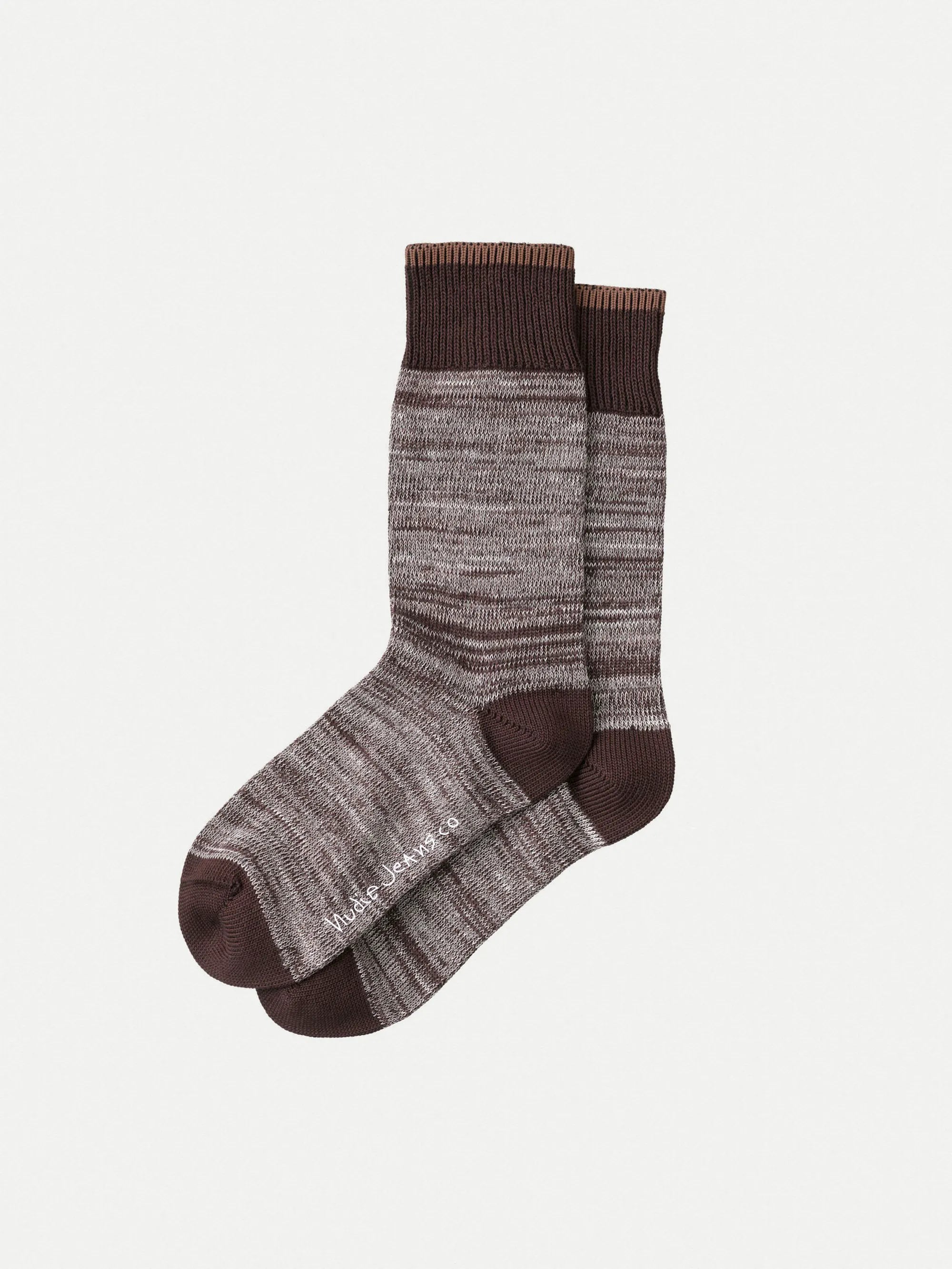 Nudie Jeans Co Rasmusson Multi Yarn Sock Brown Women Stylish Slim Fit Denim