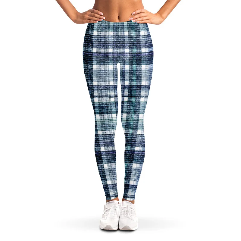 Plaid Denim Jeans Pattern Print Women's Leggings Elegant Bootcut Fit Jeans