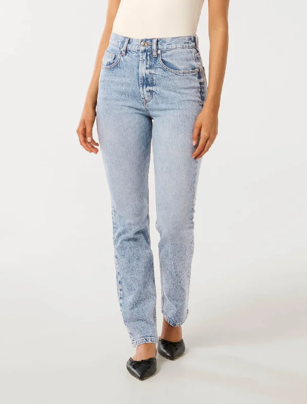 Rebecca High Rise Straight Jeans Elegant Skinny Leg Jeans