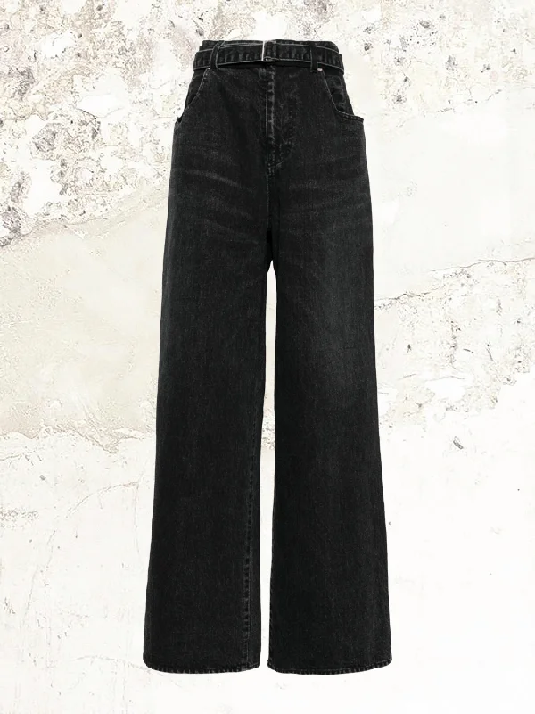 sacai belted wide-leg jeans Comfortable Distressed Straight-Leg Jeans