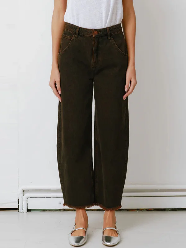 Seventy + Mochi Bo Jeans Cacao Fashionable Raw Hem Bootcut Jeans