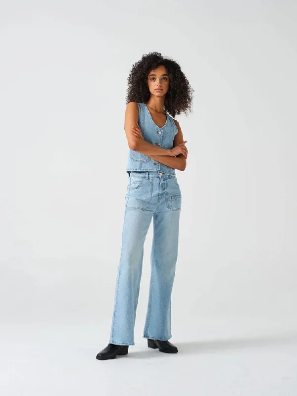 Seventy + Mochi Queenie Jeans Oceanic Blue Elegant High-Waisted Flared Jeans