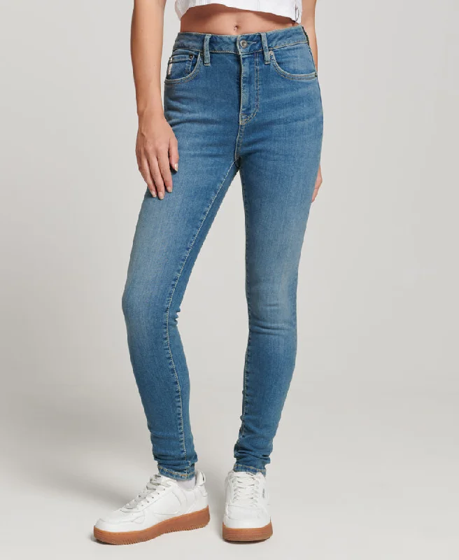Vintage High Rise Skinny Jeans | Salem Mid Blue Stylish Relaxed Fit Skinny Jeans