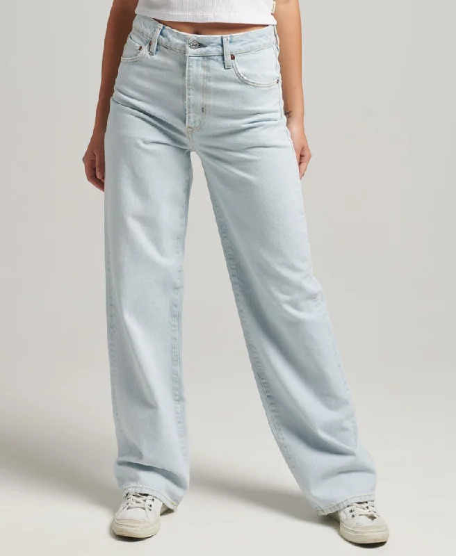 Vintage High Rise Straight Jeans | Light Indigo Vintage Trendy Flared Leg Jeans