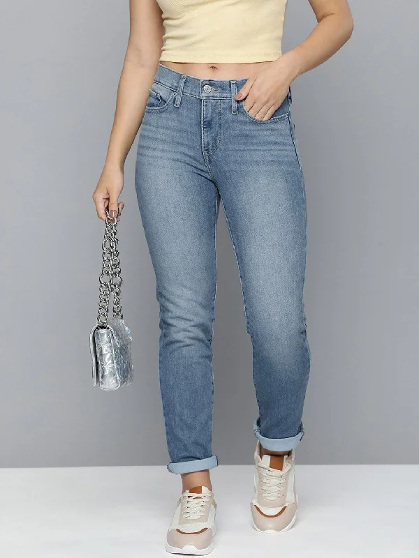 Women's Mid Rise 312 Slim Fit Jeans Comfortable Folded Hem Jeans