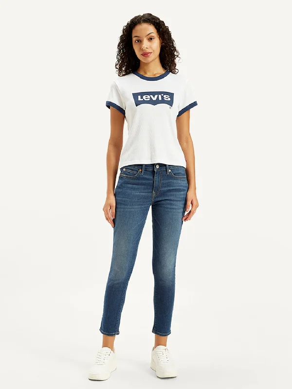 Women's Mid Rise 711 Skinny Blue Jeans Trendy Cut-Off Denim Shorts