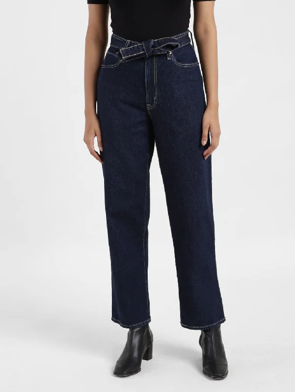 Women's Mid Rise 94 Baggy Loose Straight Fit Jeans Chic Rolled Cuff Denim Jeans