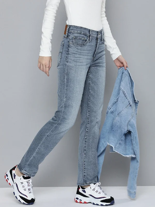 Women's Mile High Straight Fit Jeans Casual Light Wash Jeans